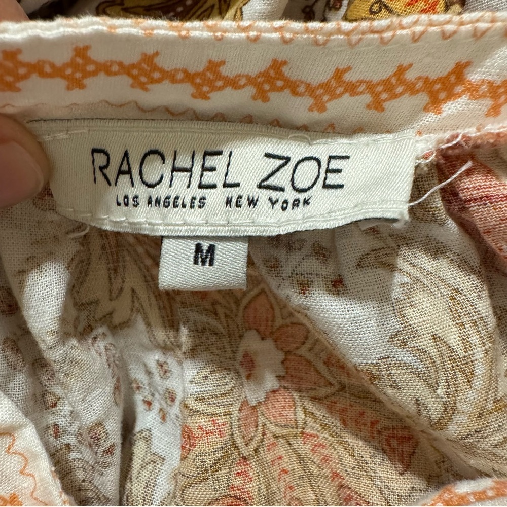 Rachel Zoe Cream and Rust Floral Square-Neck Peasant Top - Picture 7 of 8